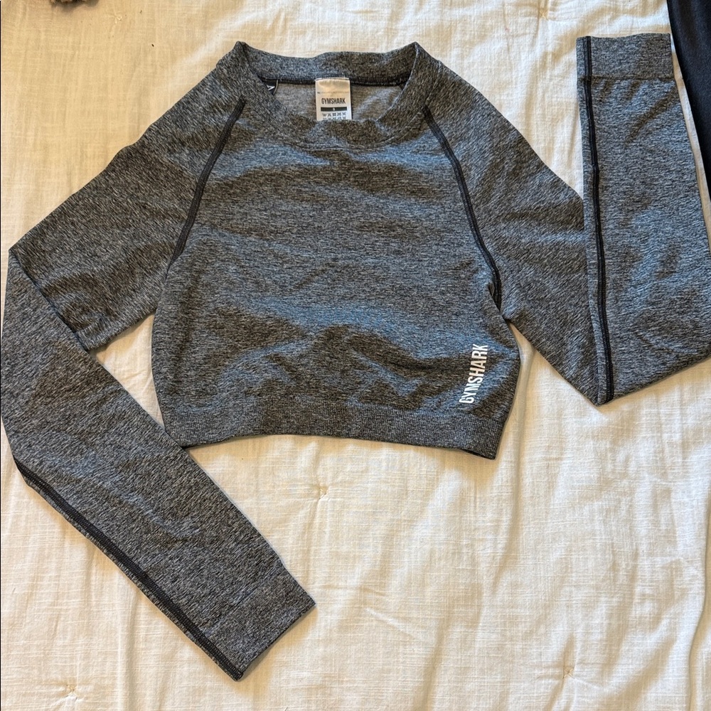 Gymshark Charcoal Long Sleeve Crop Top